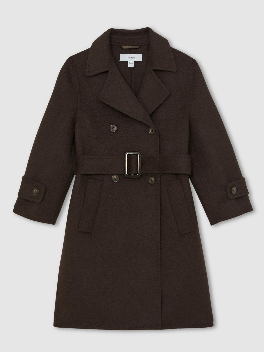 13-14 yrs Double-Breasted Blindseam Wool-Blend Coat Chocolate Brown | Children