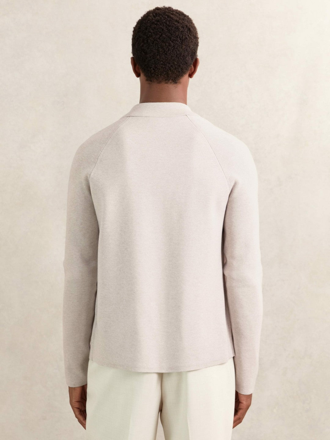 Button-Through Ribbed-Sleeve Shirt Oatmeal Brown | Mens