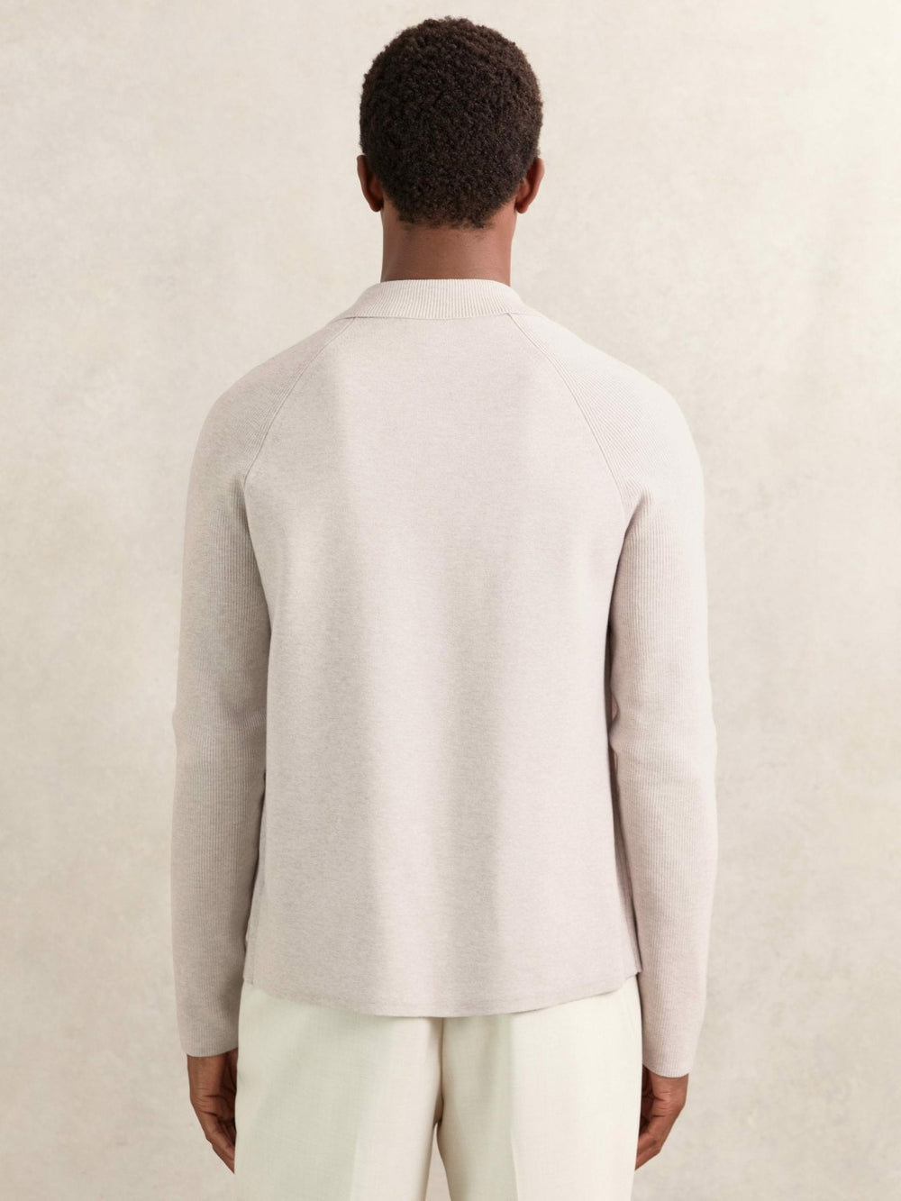 Button-Through Ribbed-Sleeve Shirt Oatmeal Brown | Mens