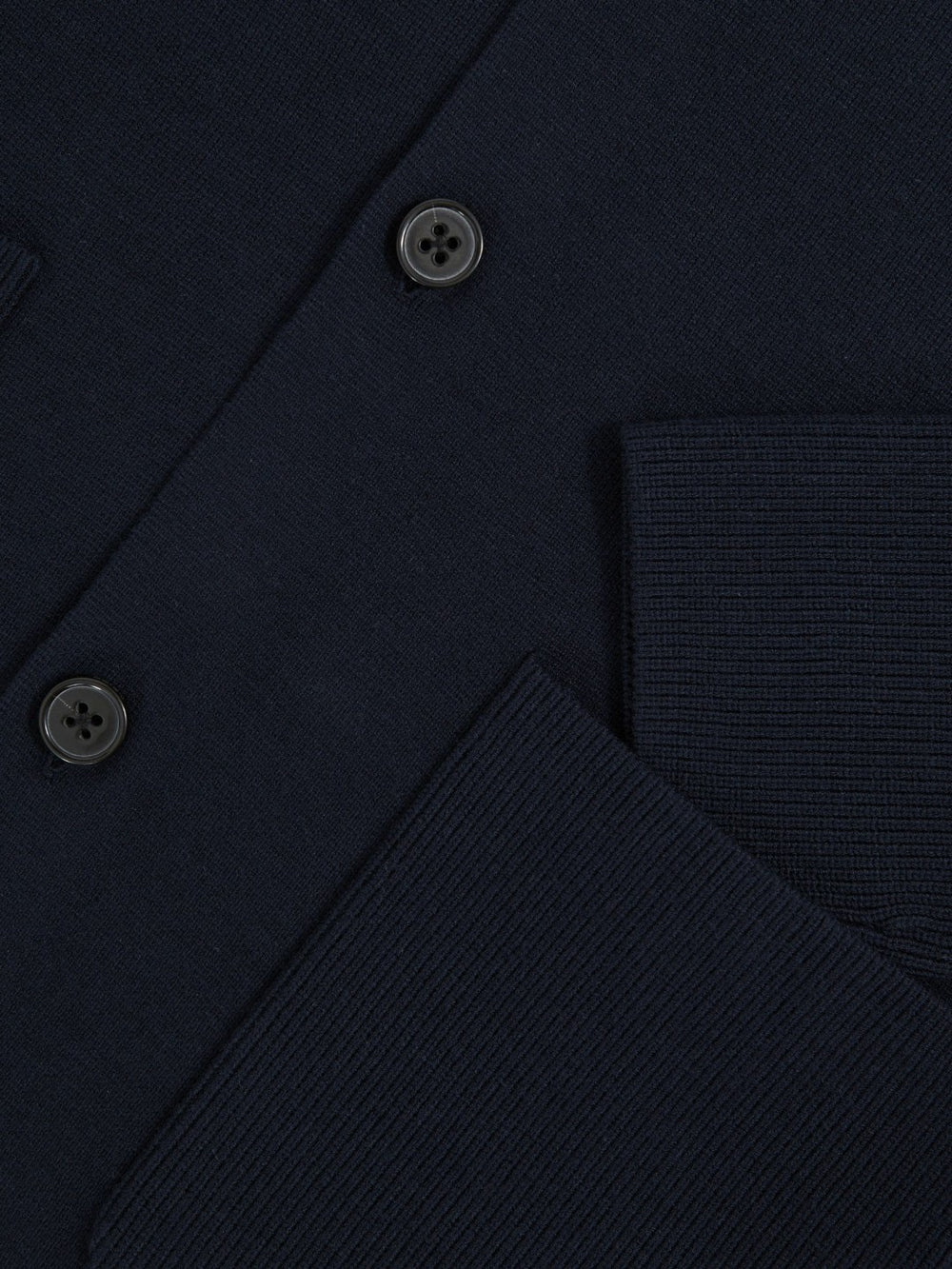 Button-Through Ribbed-Sleeve Shirt Navy Blue | Mens