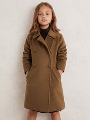 9-13 yrs Wool-Blend Double-Breasted Coat Camel | Children
