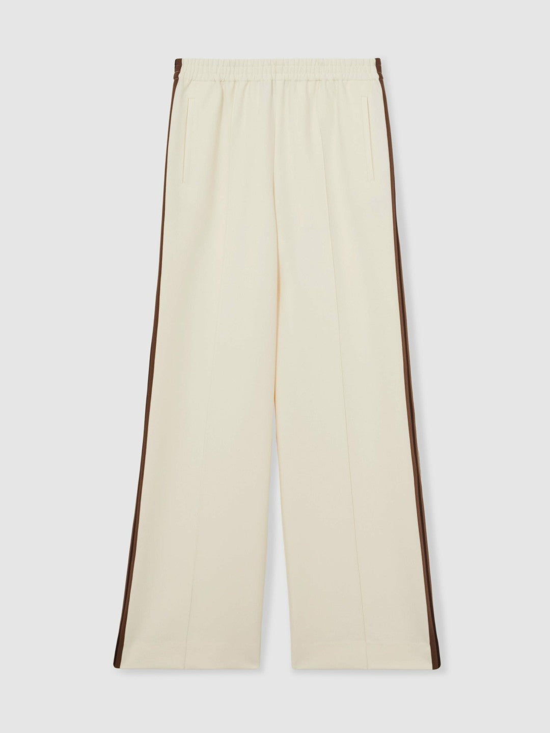 Petite Side-Stripe Wide-Leg Trousers Cream | Womens