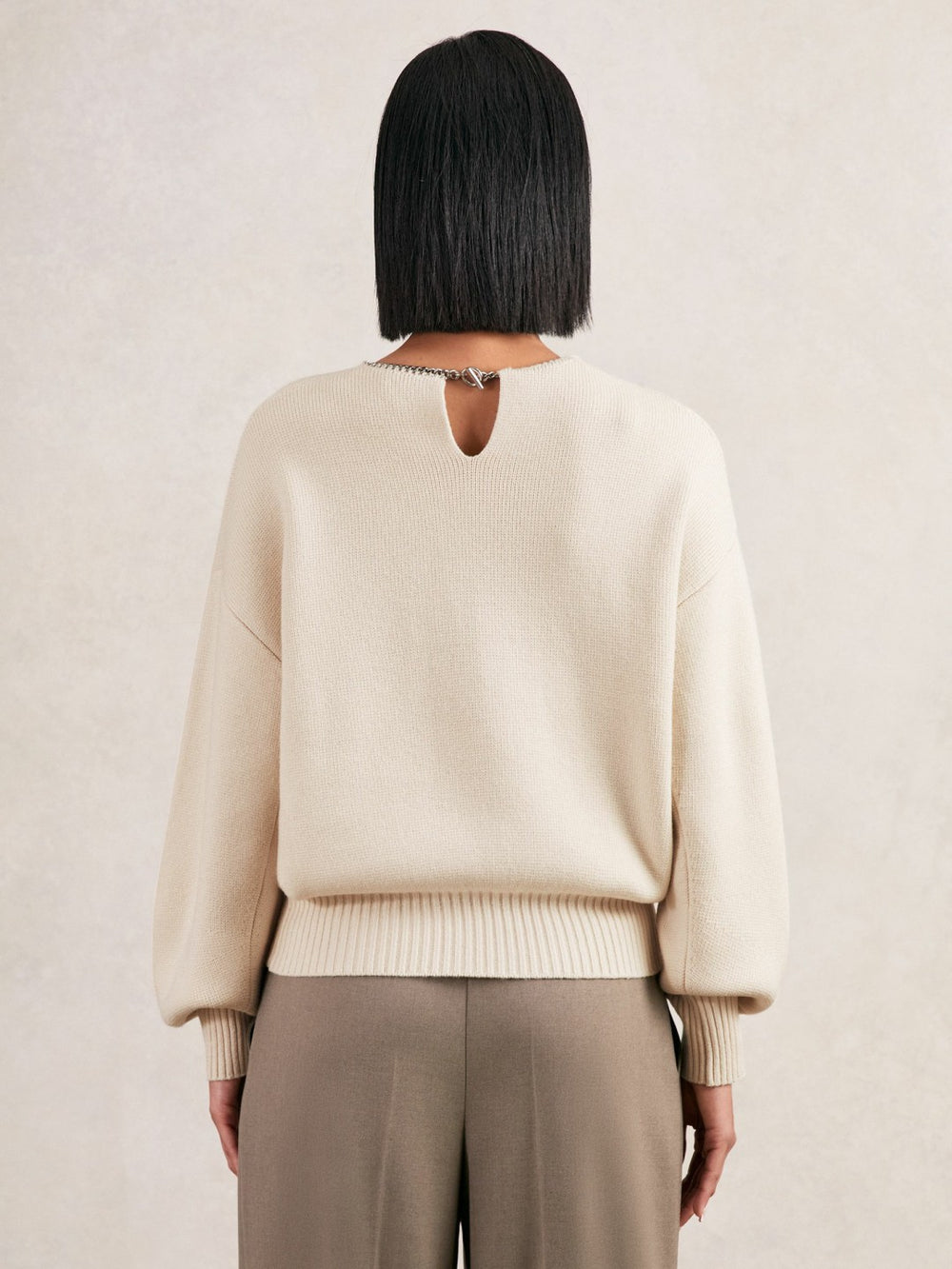 Wool-Blend Necklace-Trim Jumper with Cashmere Cream | Womens