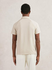 Textured Raglan Half-Zip Polo Shirt Stone | Mens