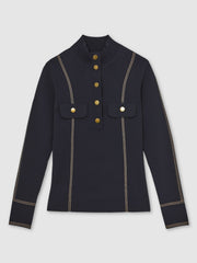 Contrast-Stitch Knit Top Navy | Womens