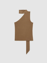 One Shoulder Scarf Top Taupe Neutral | Womens