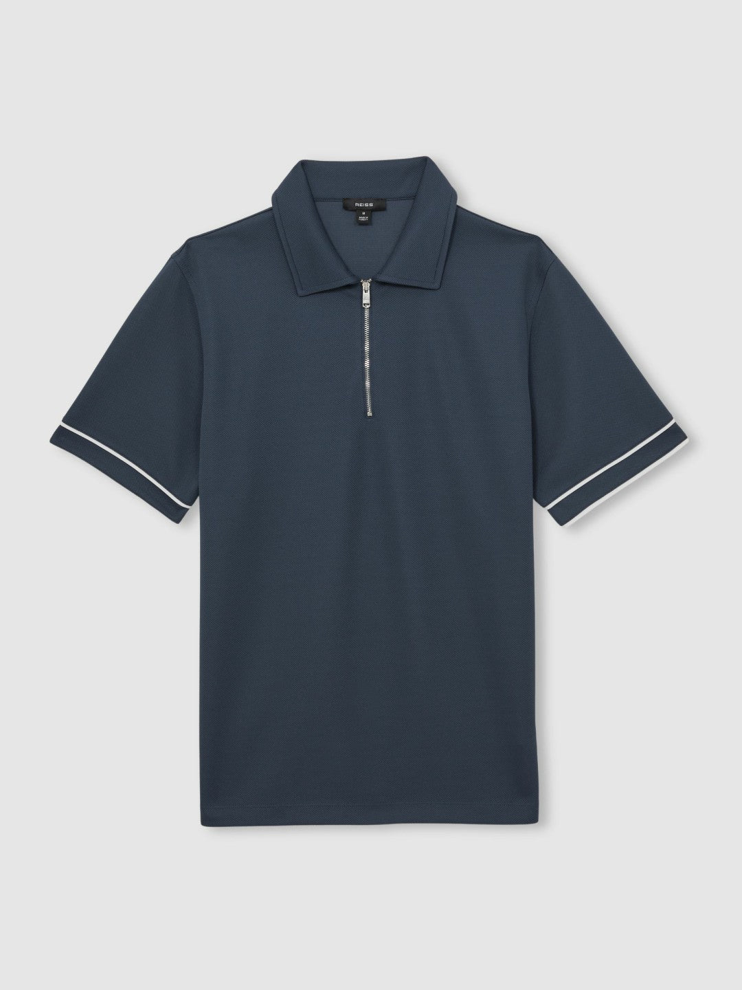 Textured Half-Zip Tipped Polo Shirt Airforce Blue | Mens