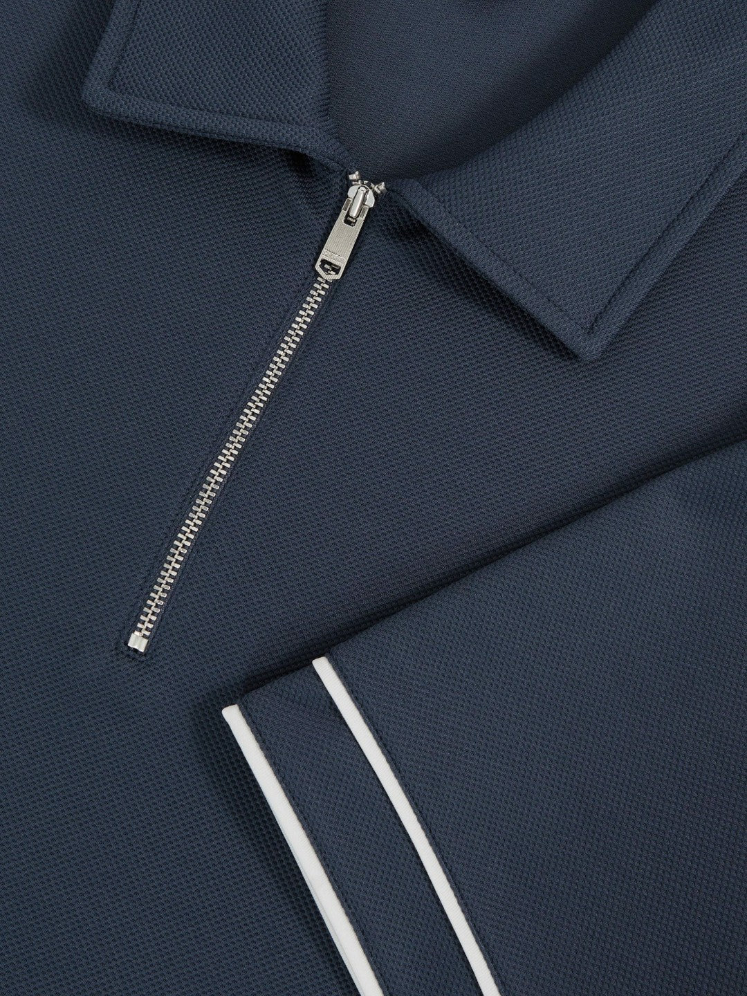 Textured Half-Zip Tipped Polo Shirt Airforce Blue | Mens