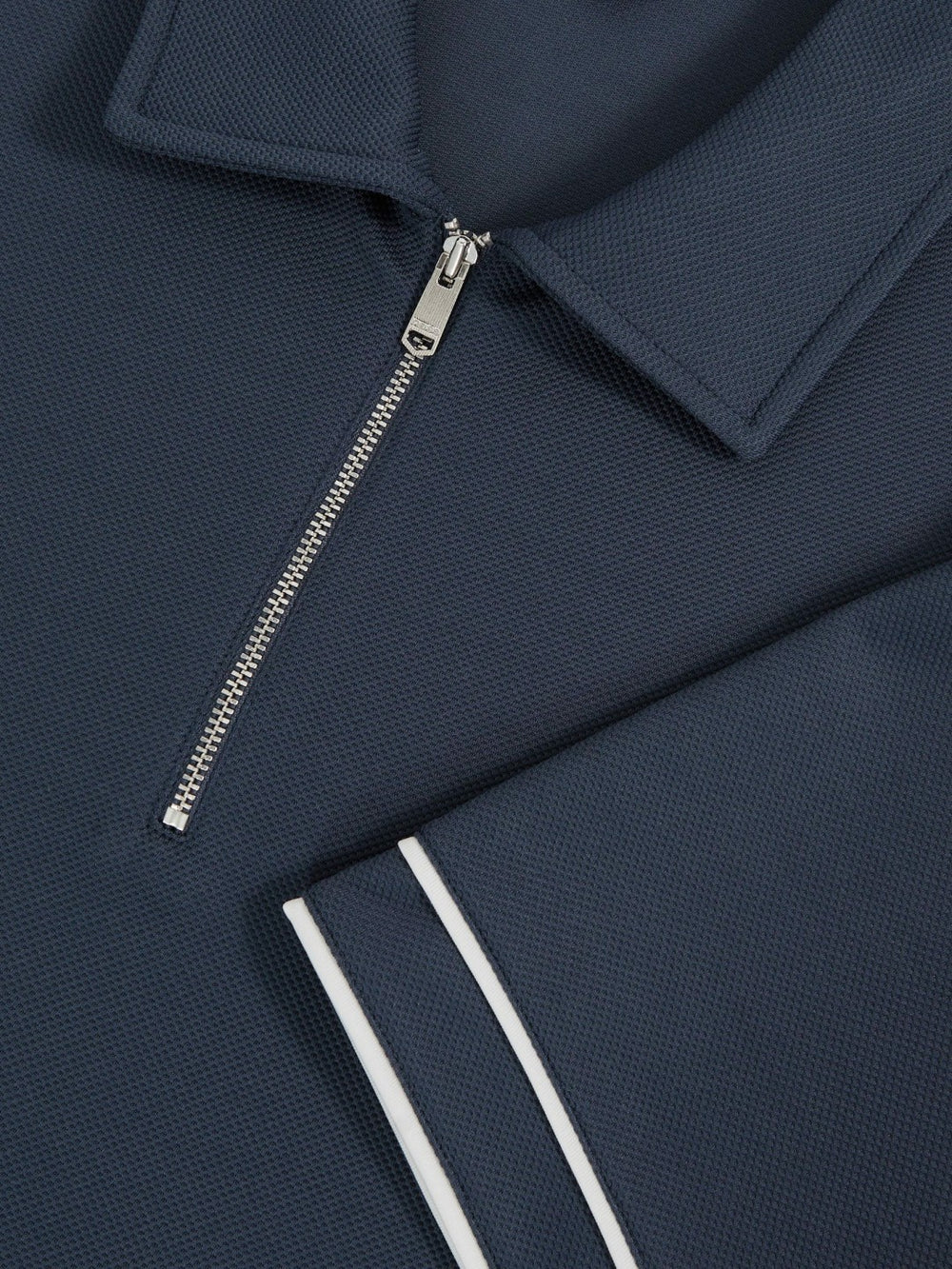 Textured Half-Zip Tipped Polo Shirt Airforce Blue | Mens