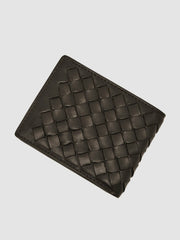 Leather Large Lattice-Effect Wallet Dark Brown | Mens
