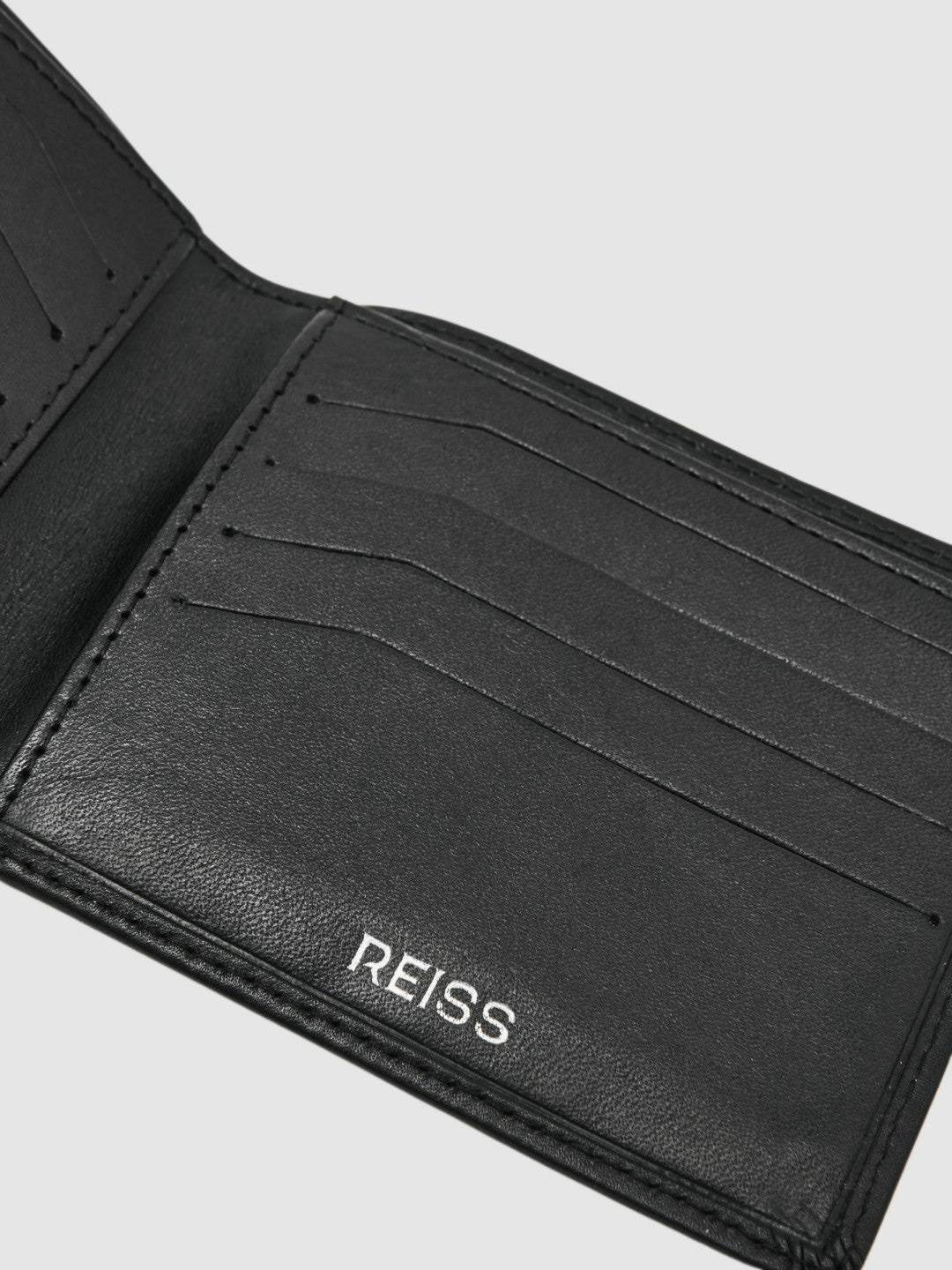 Leather Large Lattice-Effect Wallet Black | Mens