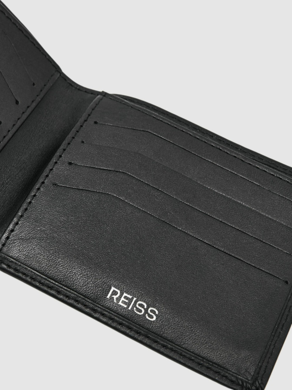 Leather Large Lattice-Effect Wallet Black | Mens