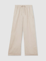 Petite Linen-Blend Wide-Leg Trousers Neutral | Womens