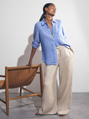 Linen-Blend Wide-Leg Trousers Neutral | Womens