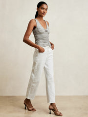 Stretch Lyocell Jersey Ruched Vest Silver Grey | Womens
