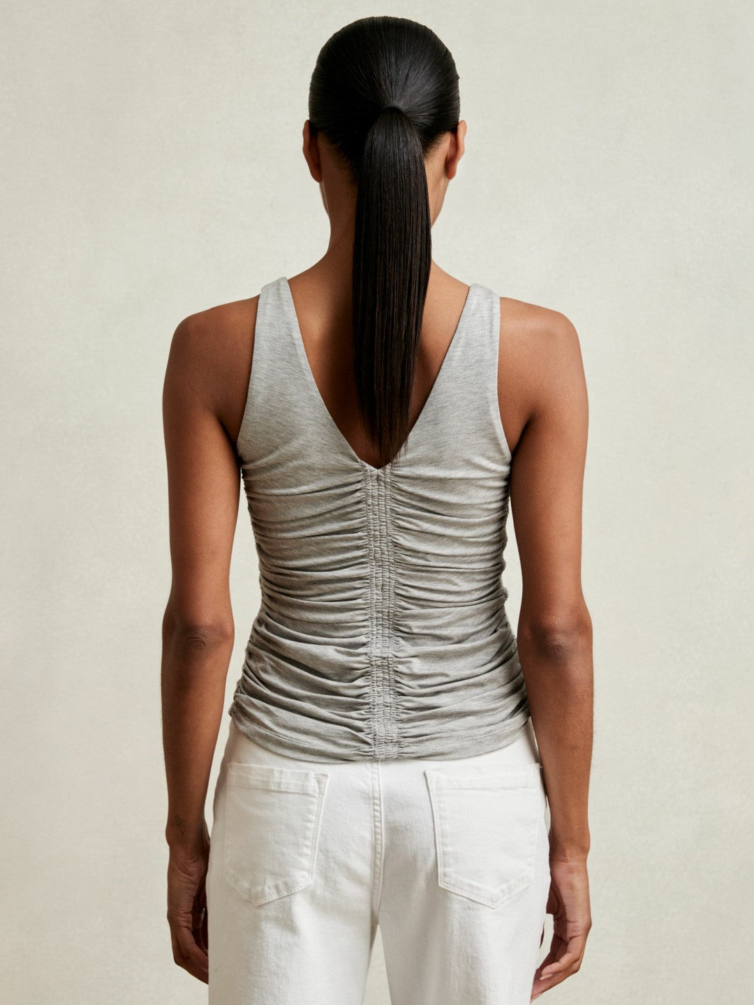 Stretch Lyocell Jersey Ruched Vest Silver Grey | Womens