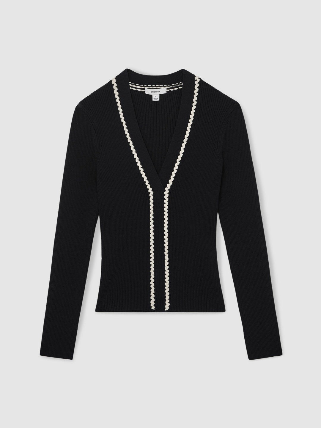 Craft-Stitch Rib-Knit Top Navy/White | Womens