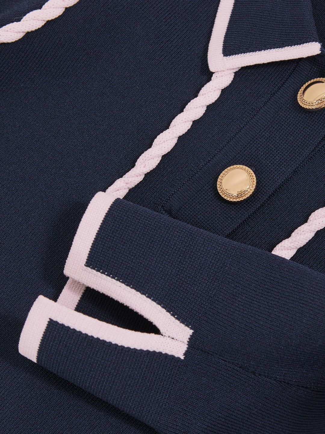13-14 yrs Piped Knitted Collar Top Navy | Children
