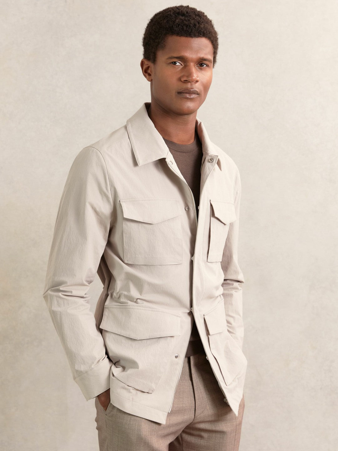 Removable-Gilet Safari Jacket Stone | Mens