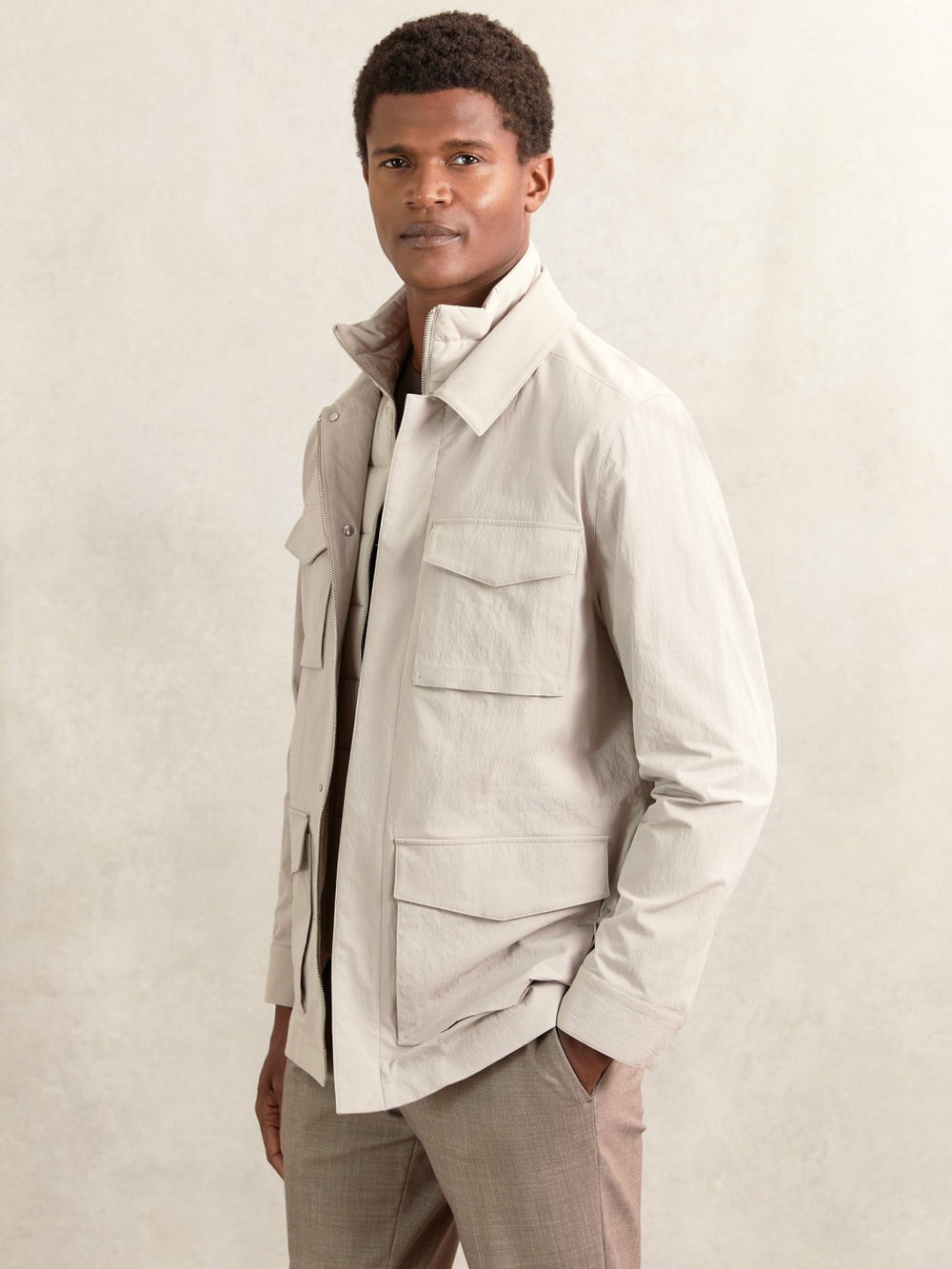 Removable-Gilet Safari Jacket Stone | Mens