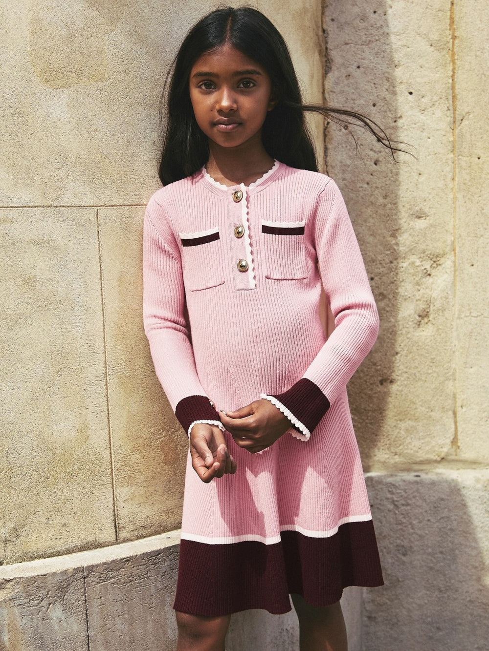 3-9 yrs Scallop-Trim Rib-Knit Dress Pink | Children