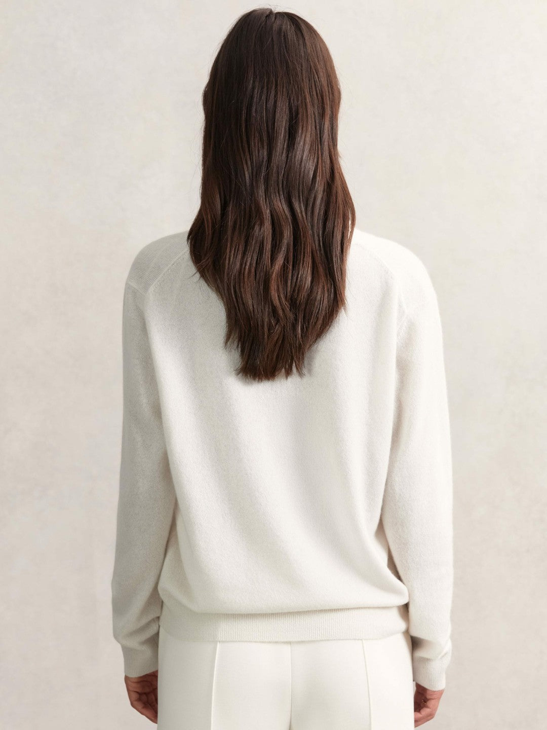 Cashmere V-Neck Jumper Cream | Womens