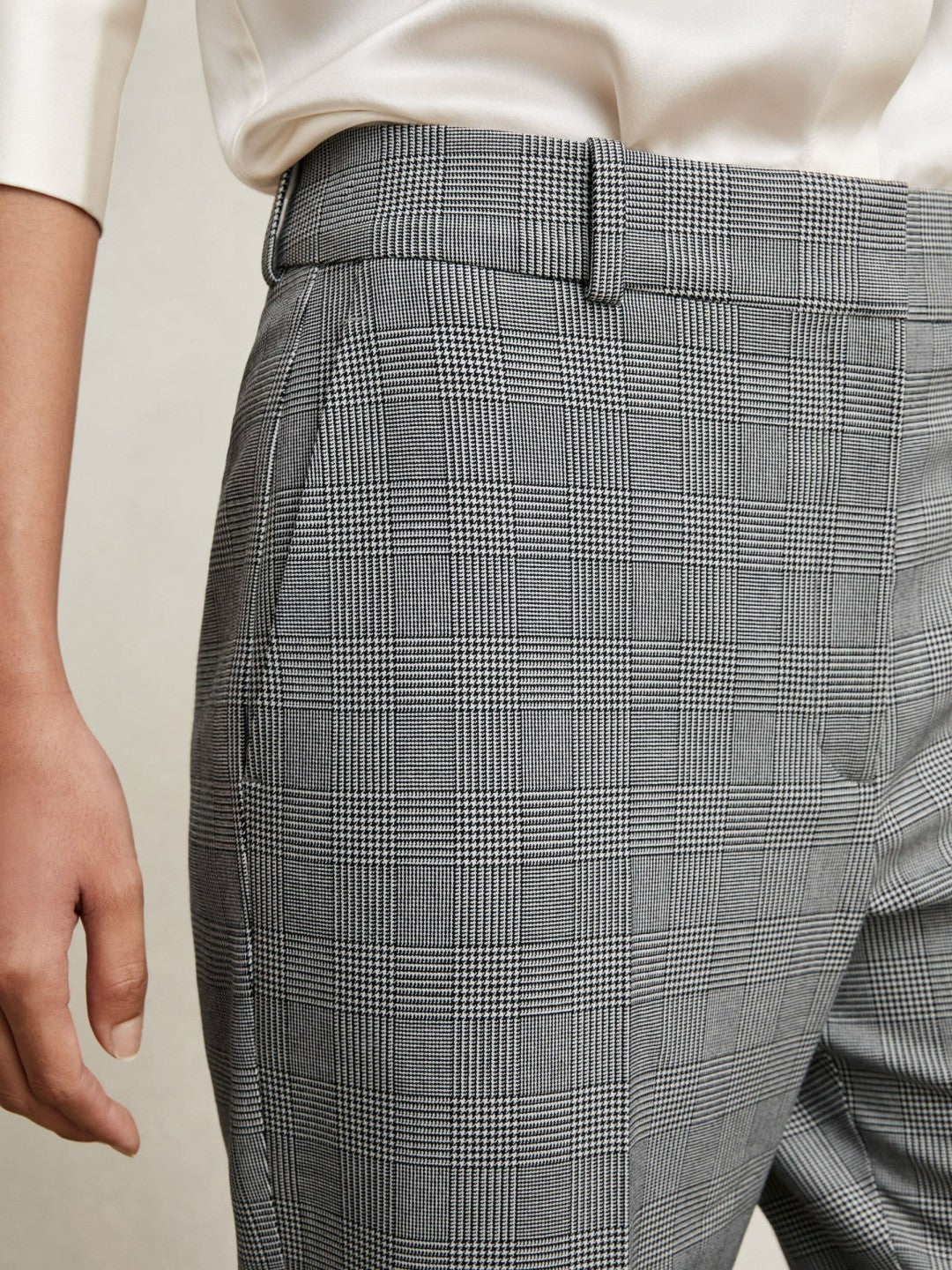 Check Slim-Fit Suit Trousers Grey | Womens