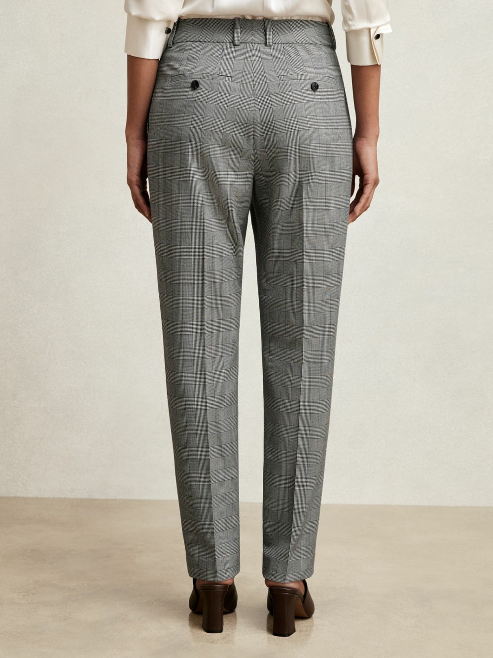 Check Slim-Fit Suit Trousers Grey | Womens