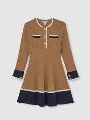 13-14 yrs Scallop-Trim Rib-Knit Dress Camel | Children
