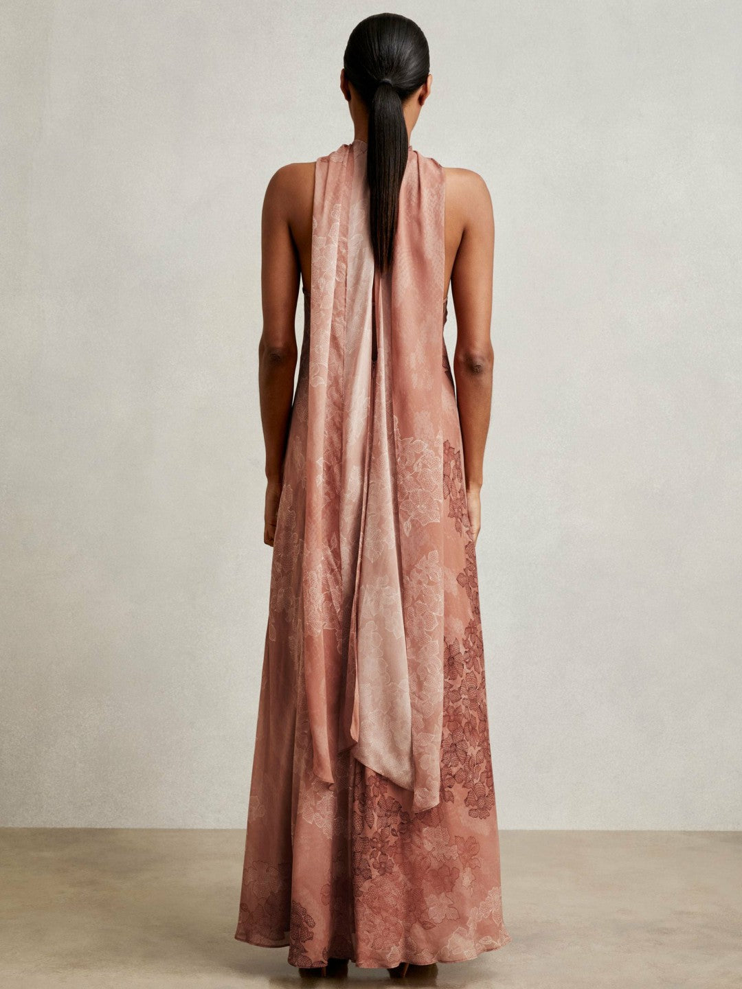Chiffon Floral Cape Maxi Dress Pale Pink | Womens