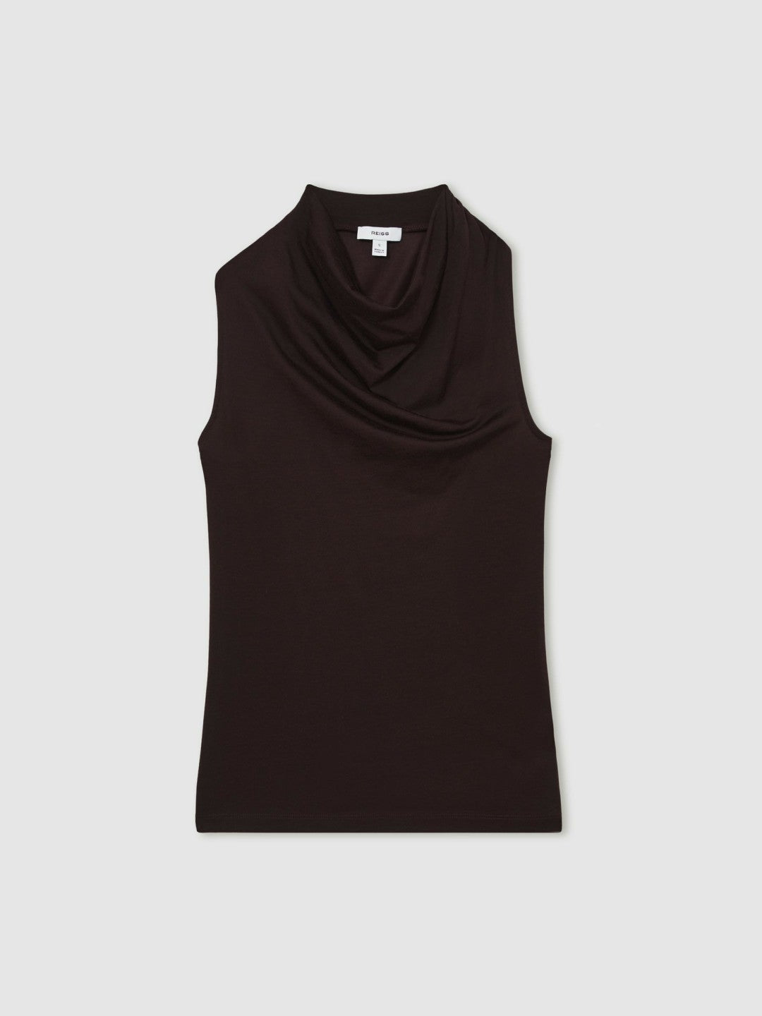 Cotton-Blend Cowl-Neck Sleeveless Top Plum Purple | Womens