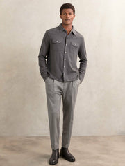 Cotton-Cashmere Western Knitted Shirt Charcoal Grey | Mens