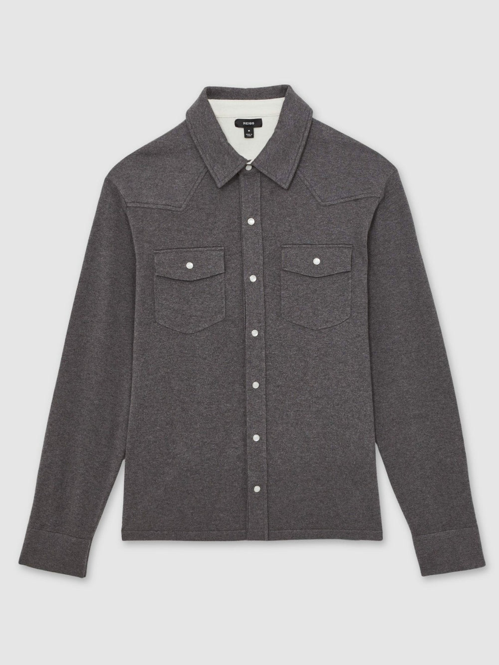 Cotton-Cashmere Western Knitted Shirt Charcoal Grey | Mens