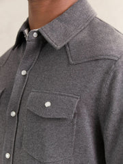 Cotton-Cashmere Western Knitted Shirt Charcoal Grey | Mens