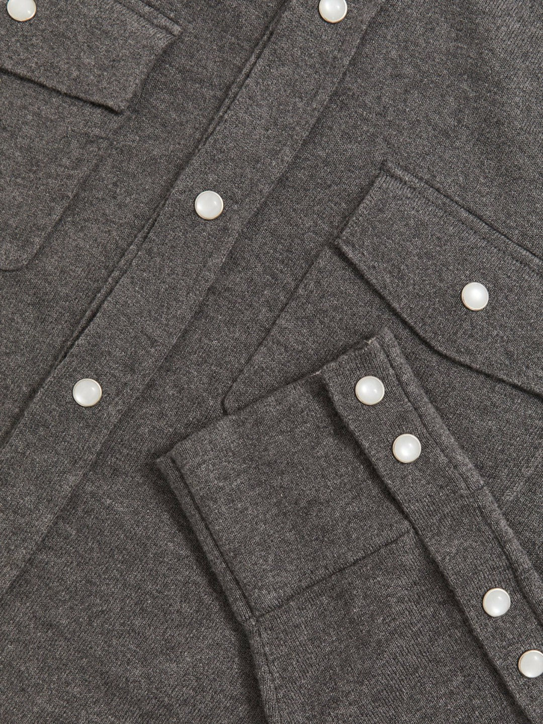 Cotton-Cashmere Western Knitted Shirt Charcoal Grey | Mens