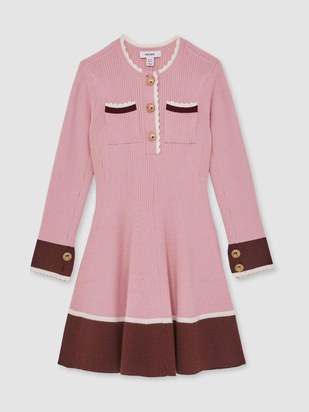 13-14 yrs Scallop-Trim Rib-Knit Dress Pink | Children