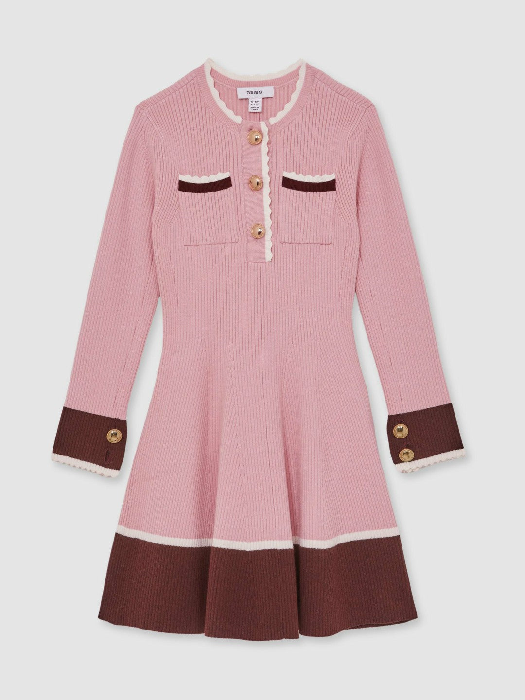 13-14 yrs Scallop-Trim Rib-Knit Dress Pink | Children