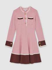 13-14 yrs Scallop-Trim Rib-Knit Dress Pink | Children