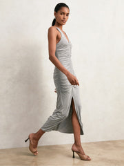 Stretch-Modal Ruched Jersey Dress Grey | Womens