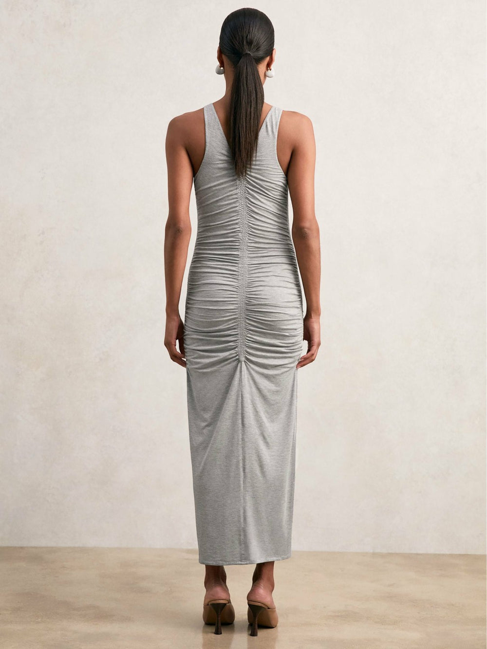 Stretch-Modal Ruched Jersey Dress Grey | Womens