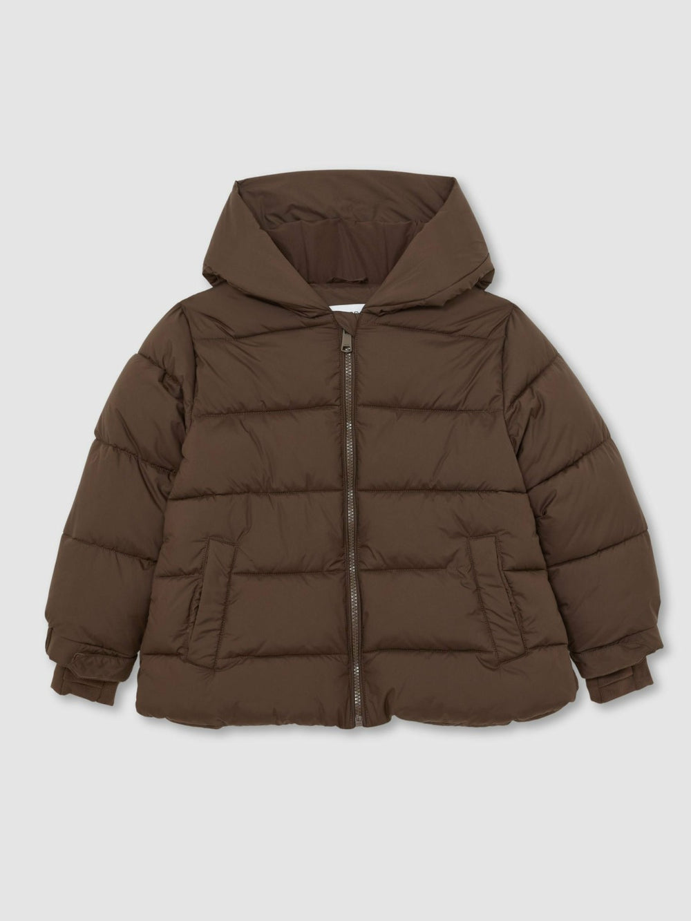 9-13 yrs Short Hooded Puffer Coat Chocolate | Children