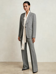 Petite Check Flared Suit Trousers Grey | Womens