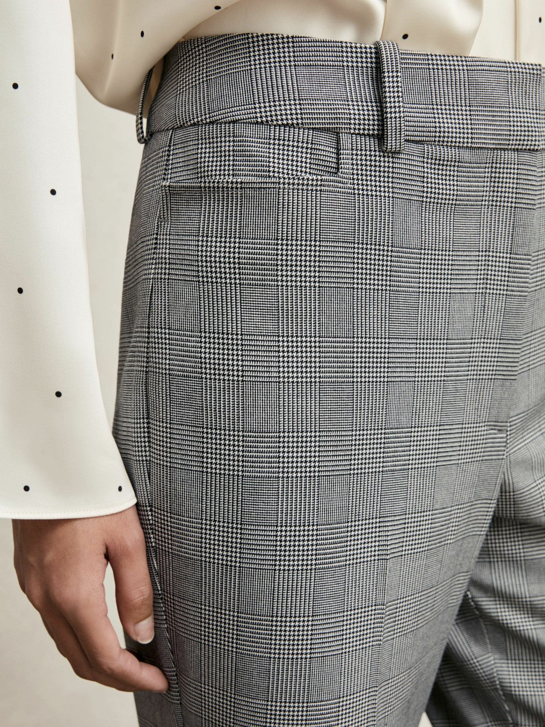 Petite Check Flared Suit Trousers Grey | Womens