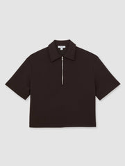 Short-Sleeve Half-Zip Sweatshirt Plum Purple | Womens