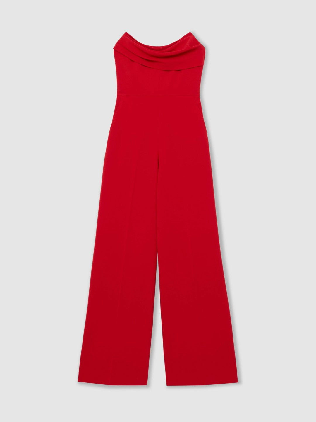 Structured Strapless Wide-Leg Jumpsuit Red | Womens