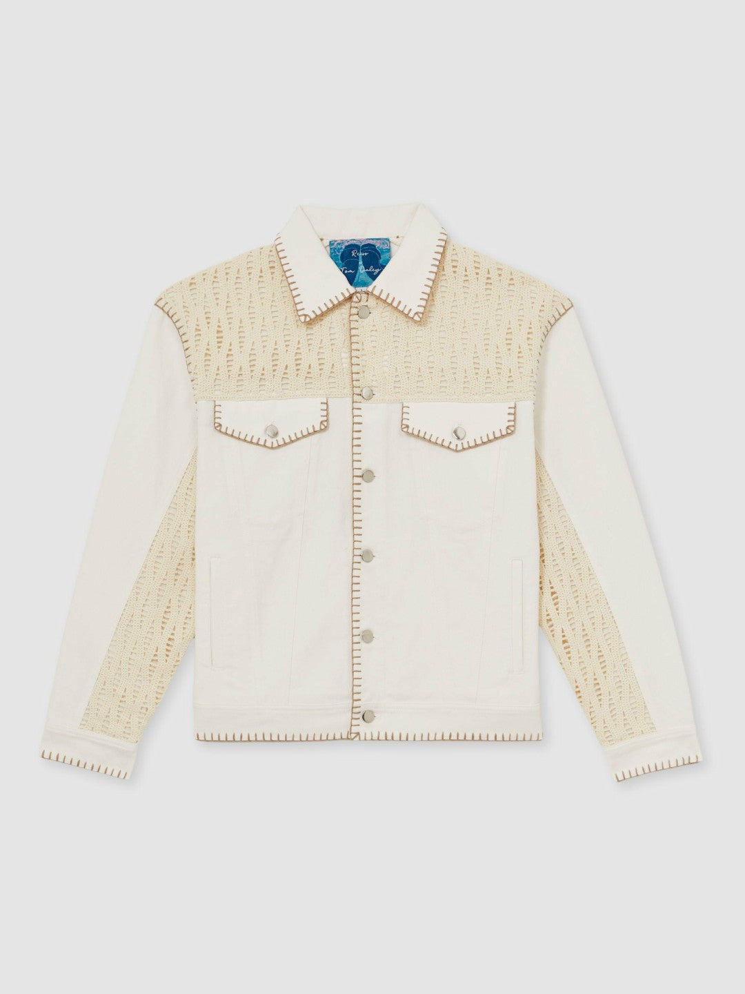 | Tom Daley Crochet Denim Jacket Off White | Mens