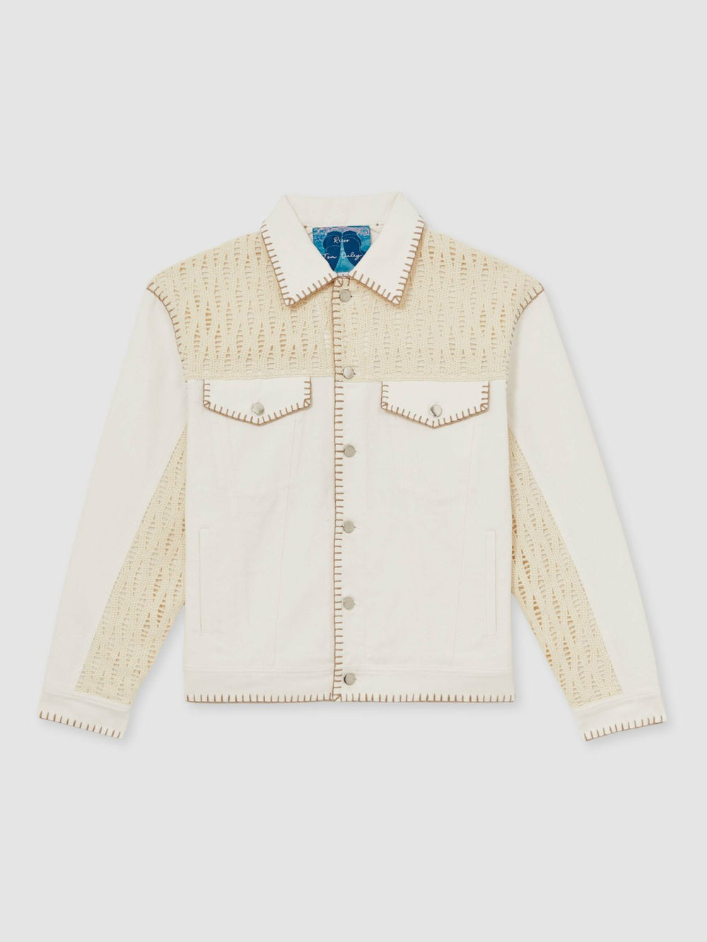 | Tom Daley Crochet Denim Jacket Off White | Mens