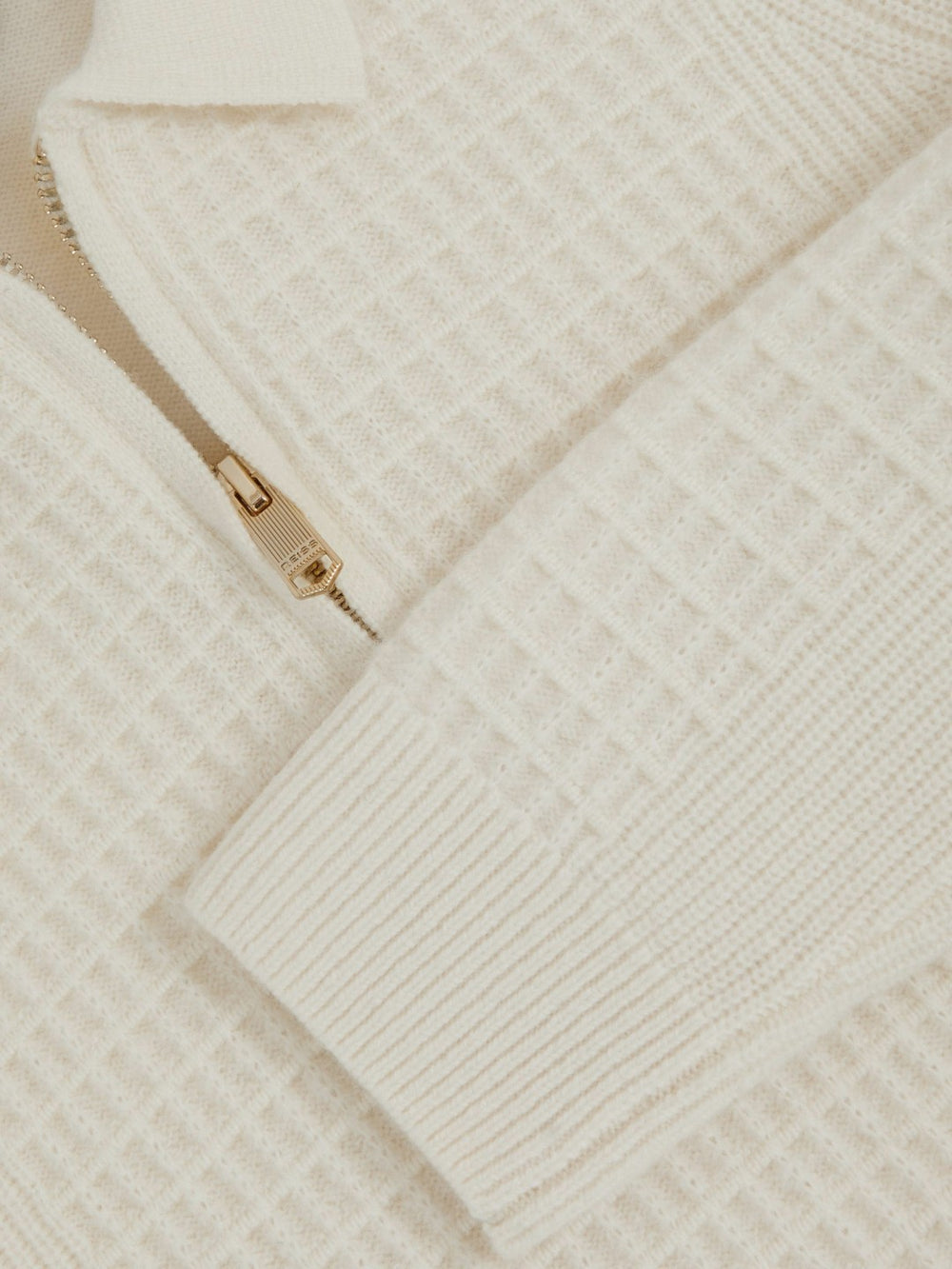 9-13 yrs Wool Waffle-Knit Half-Zip Polo Shirt Off White | Children