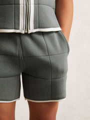 Tipped Knit Stitch-Detail Shorts Dark Sage Green | Children
