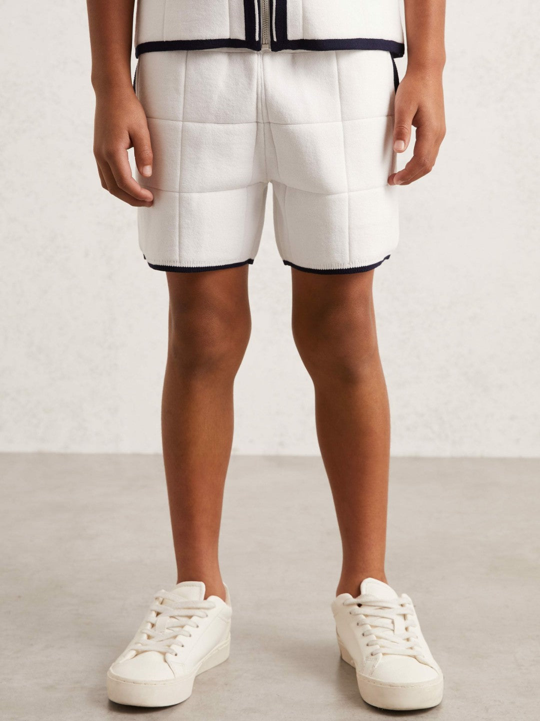 3-9 yrs Tipped Knit Stitch-Detail Shorts White/Navy | Children